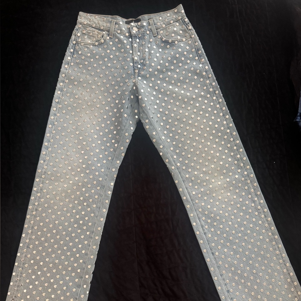 7 For All Mankind Studded Straight Leg Jeans          Size26 SOLD OUT EVERYWHERE